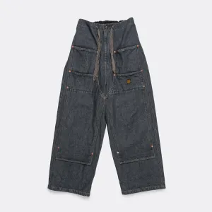 14oz BLKxECR Denim W-Knee EASY Pants - Black