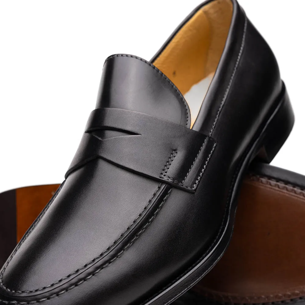 15-200-BLK ROMA Calfskin Penny Loafer, Black