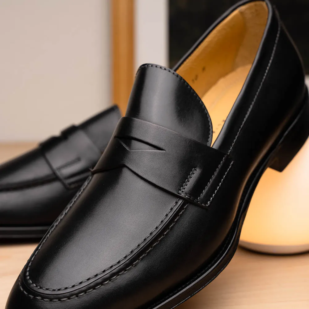 15-200-BLK ROMA Calfskin Penny Loafer, Black