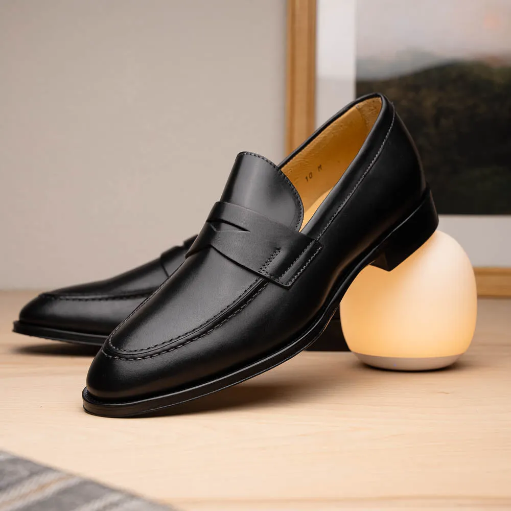 15-200-BLK ROMA Calfskin Penny Loafer, Black