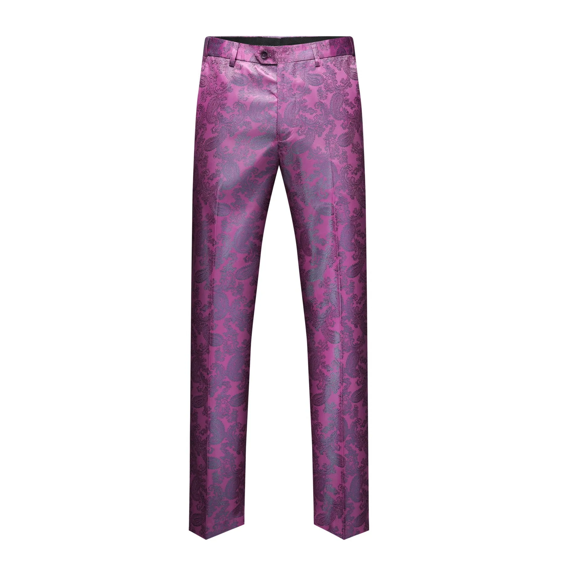 2-Piece Slim Fit Paisley Fashion Suit Fuchsia