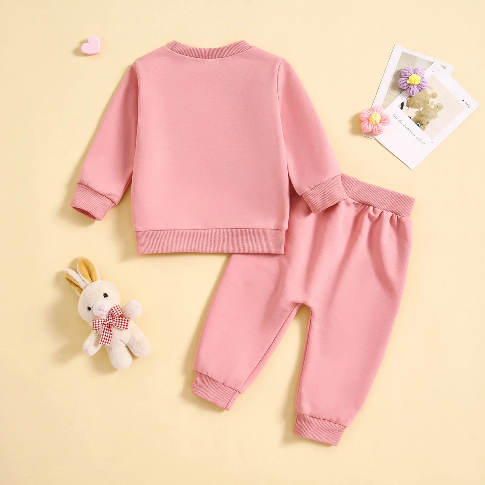 2 Pieces Set Baby Kid Girls Letters Tops And Solid Color Pants Wholesale 231130271