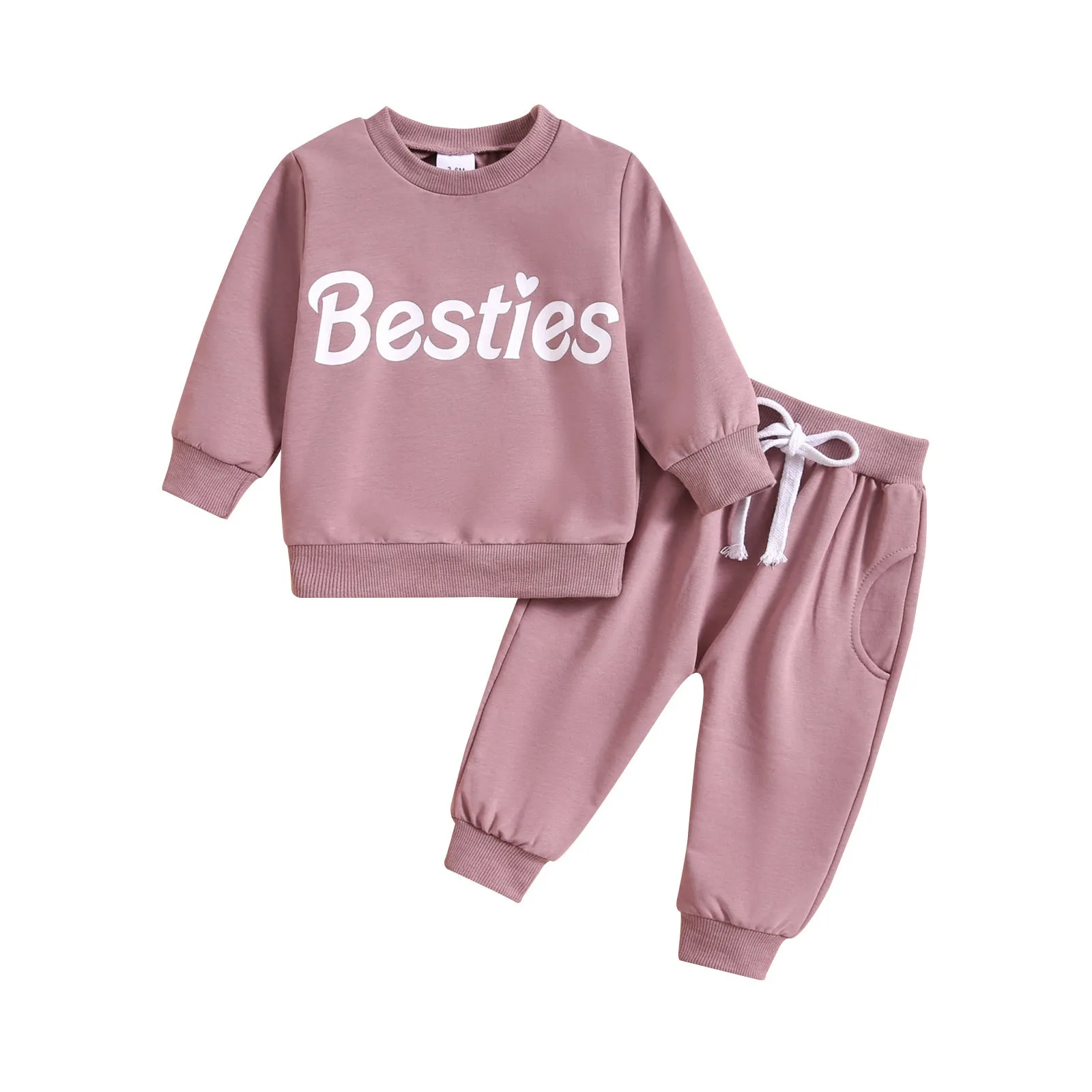 2 Pieces Set Baby Kid Girls Letters Tops And Solid Color Pants Wholesale 231130271