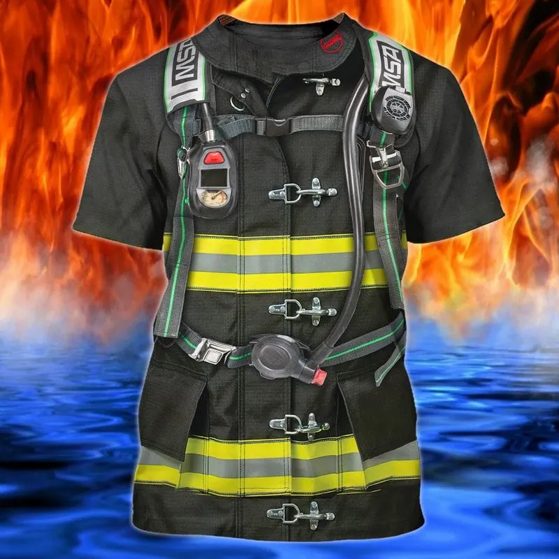 3D All Over Print Equipment Fire Tool Tee Shirt, Best Firefighter Apparel For Firefighter Lovers