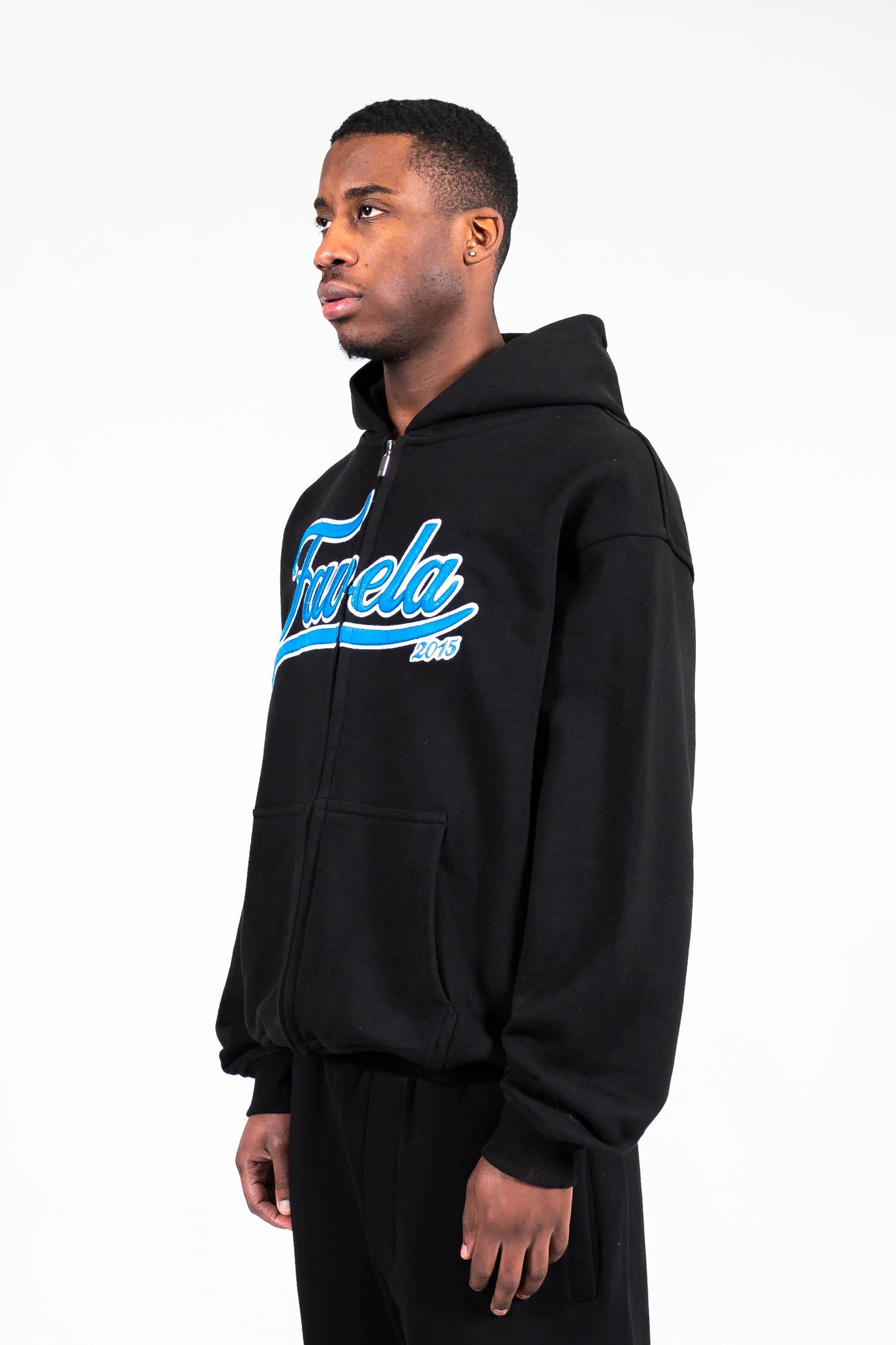 3D COLLEGE BLACK BLUE/WHITE FRONTZIP