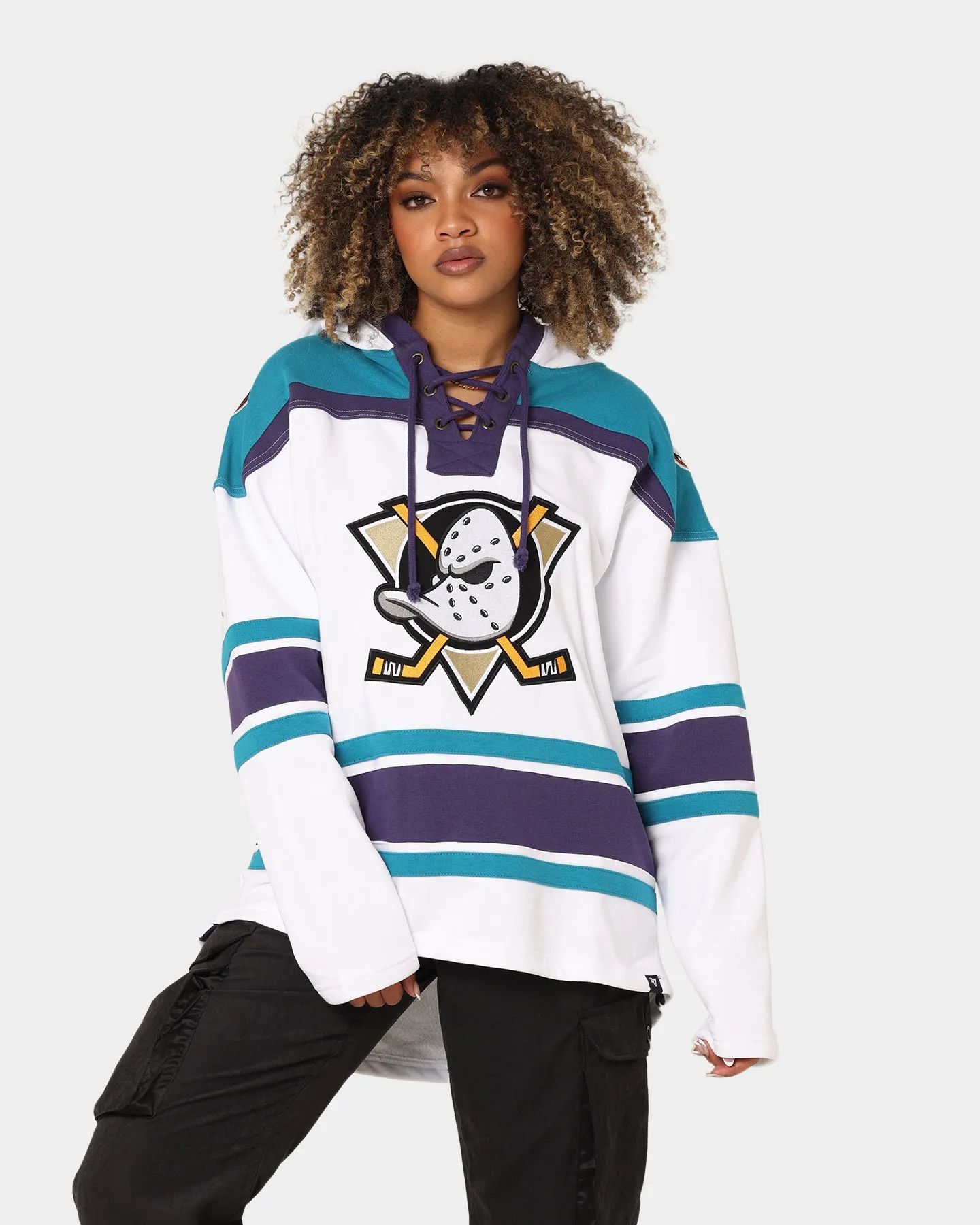 47 Brand Anaheim Ducks Superior Lacer Hoodie White Wash