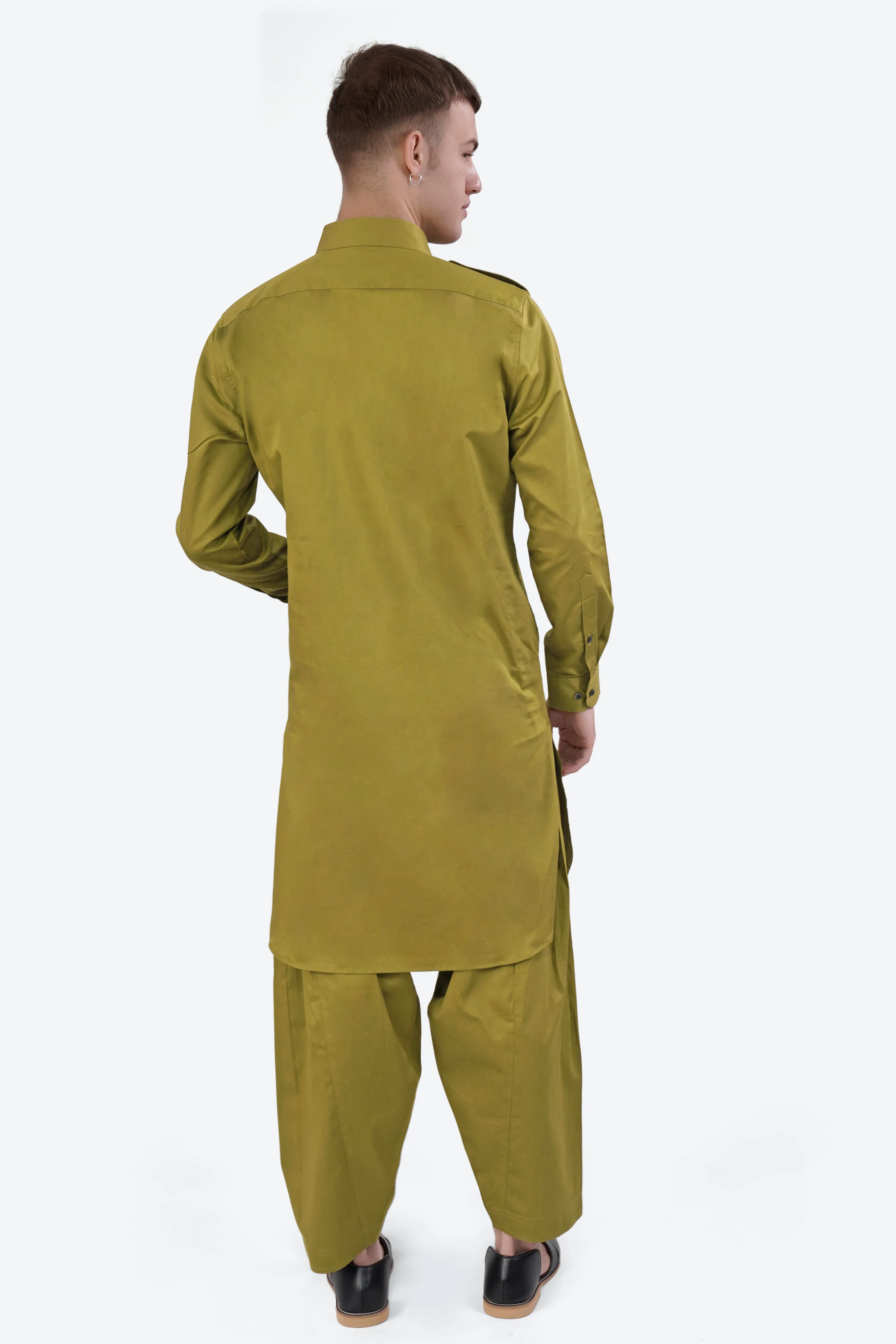 Alpine Green Subtle Sheen Super Soft Premium Cotton Pathani Set