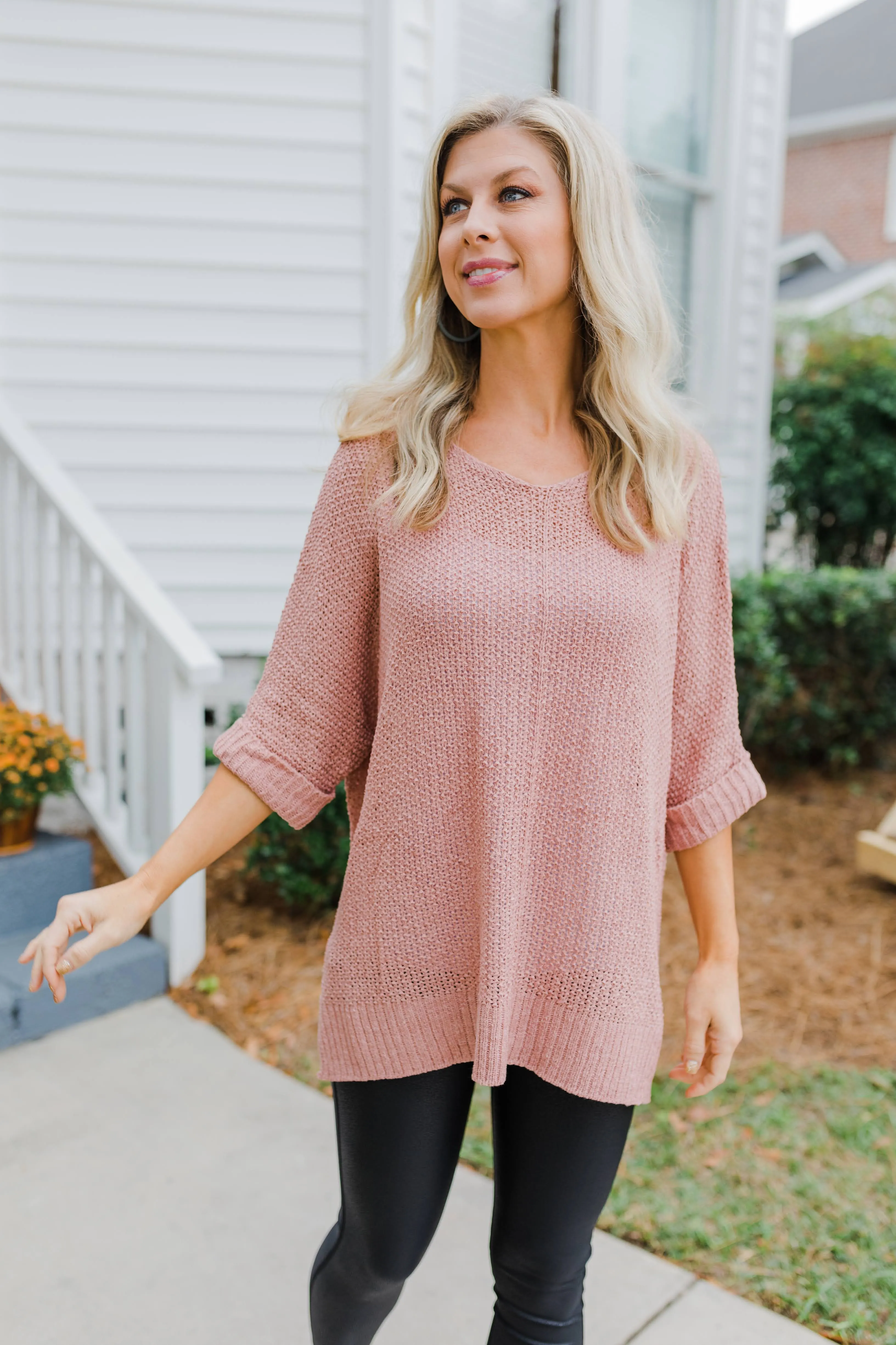 Antique Rose Knitted Loose Fit Sweater