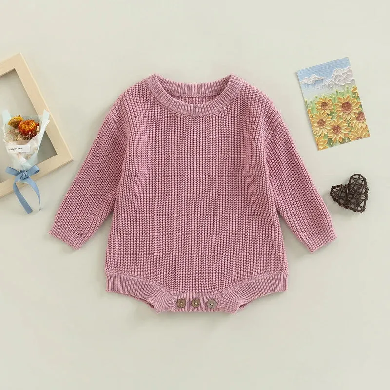 Baby Deluxe Sweater Knit Long Sleeve Romper Onesie Layette