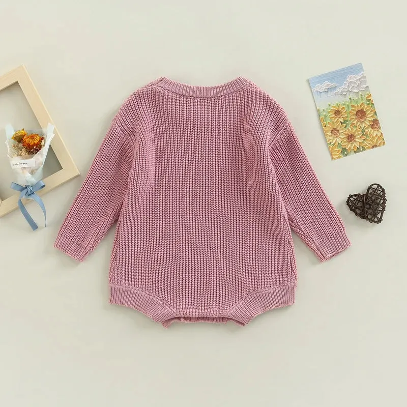 Baby Deluxe Sweater Knit Long Sleeve Romper Onesie Layette