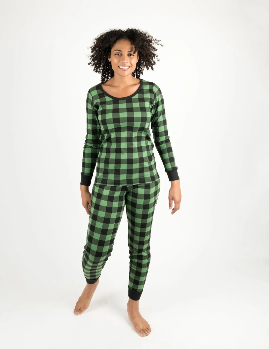 Black & Green Plaid Matching Family Pajama Set