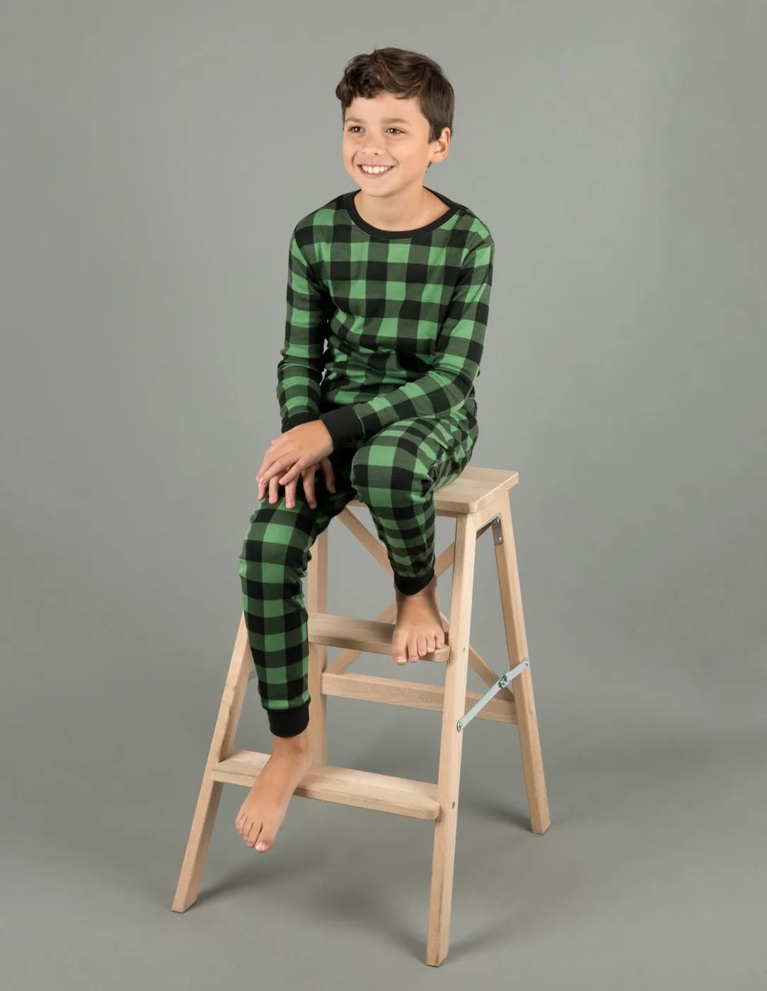 Black & Green Plaid Matching Family Pajama Set