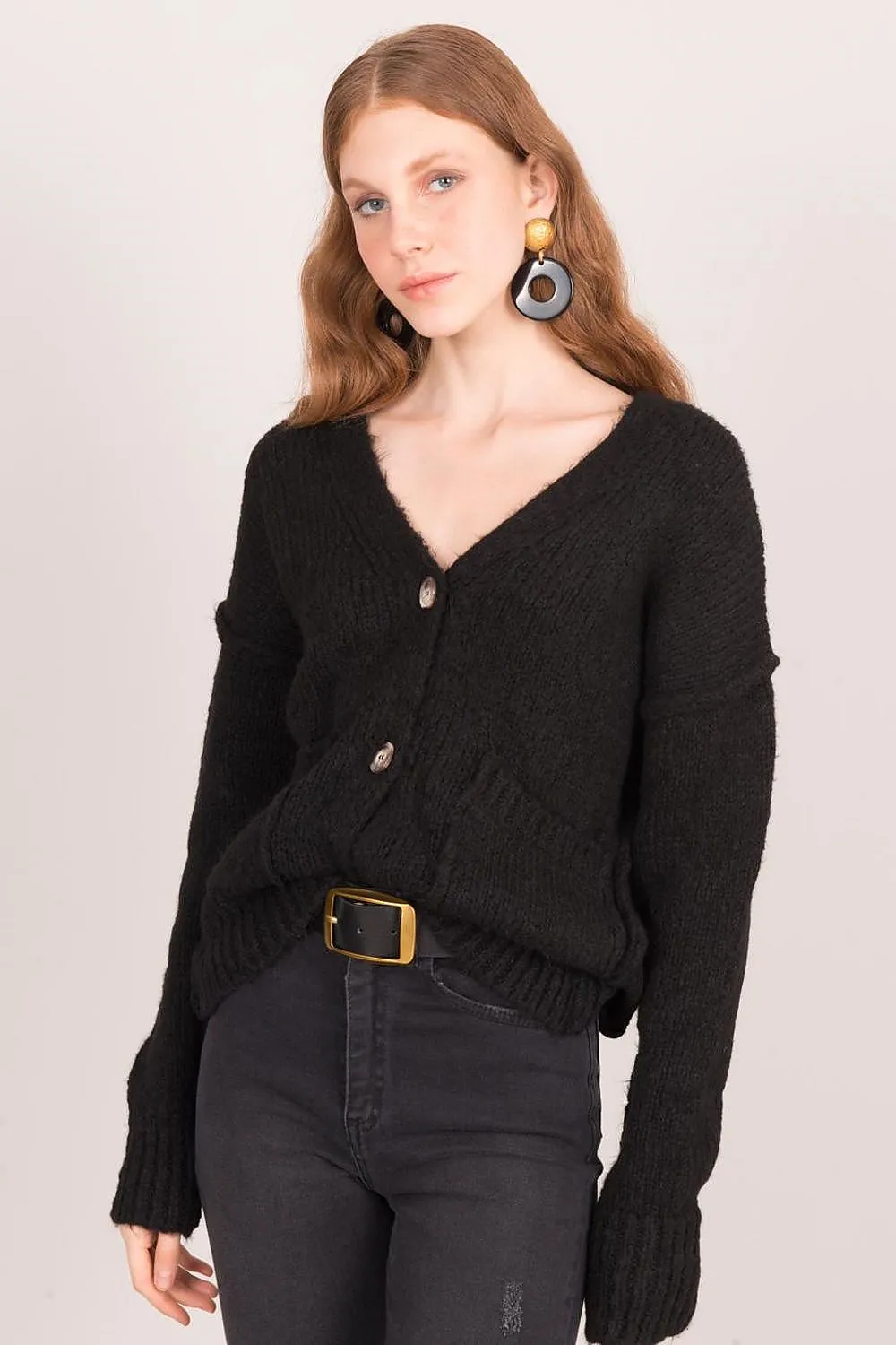 Black Button Cardigan