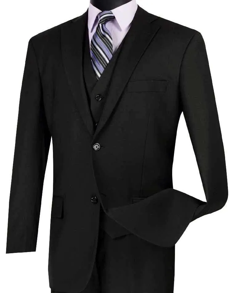 Black Three Piece Classic Fit Suit