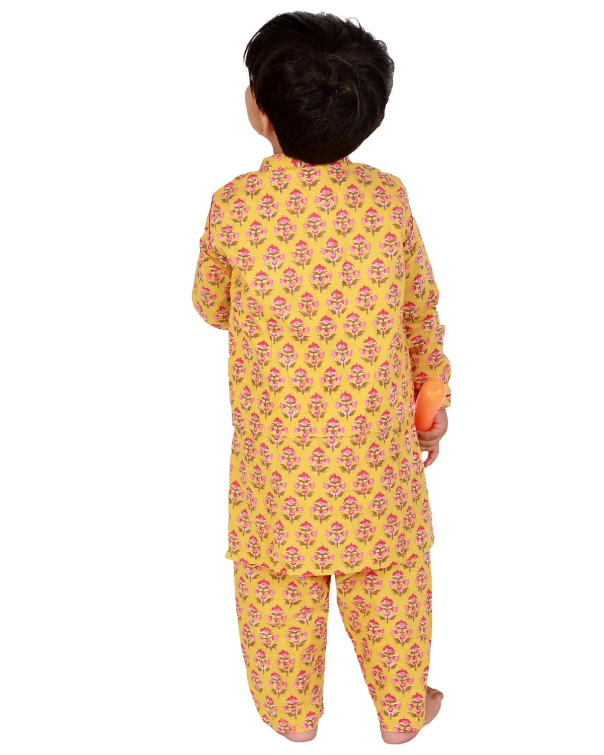 Block Print Kurta Pajama Set with Jacket