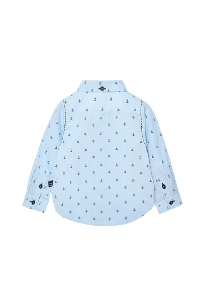 Boboli Printed poplin shirt for newborns 718354 9319 light blue