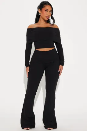 Brielle Off Shoulder Pant Set - Black