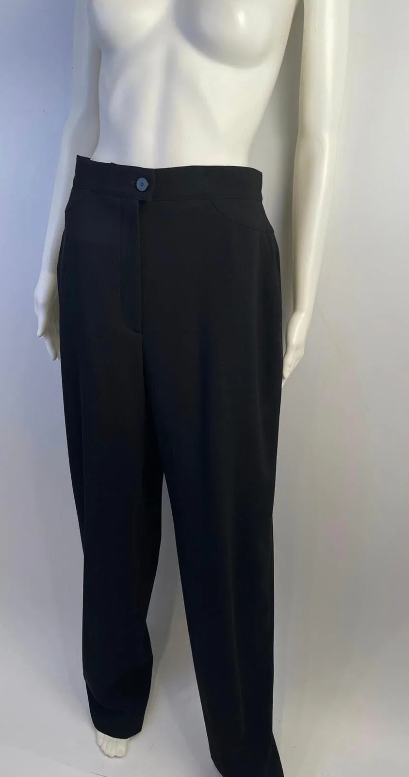 Chanel 99C 1999 Cruise Vintage Black Wool Trousers Slacks Pants FR 44 US 10