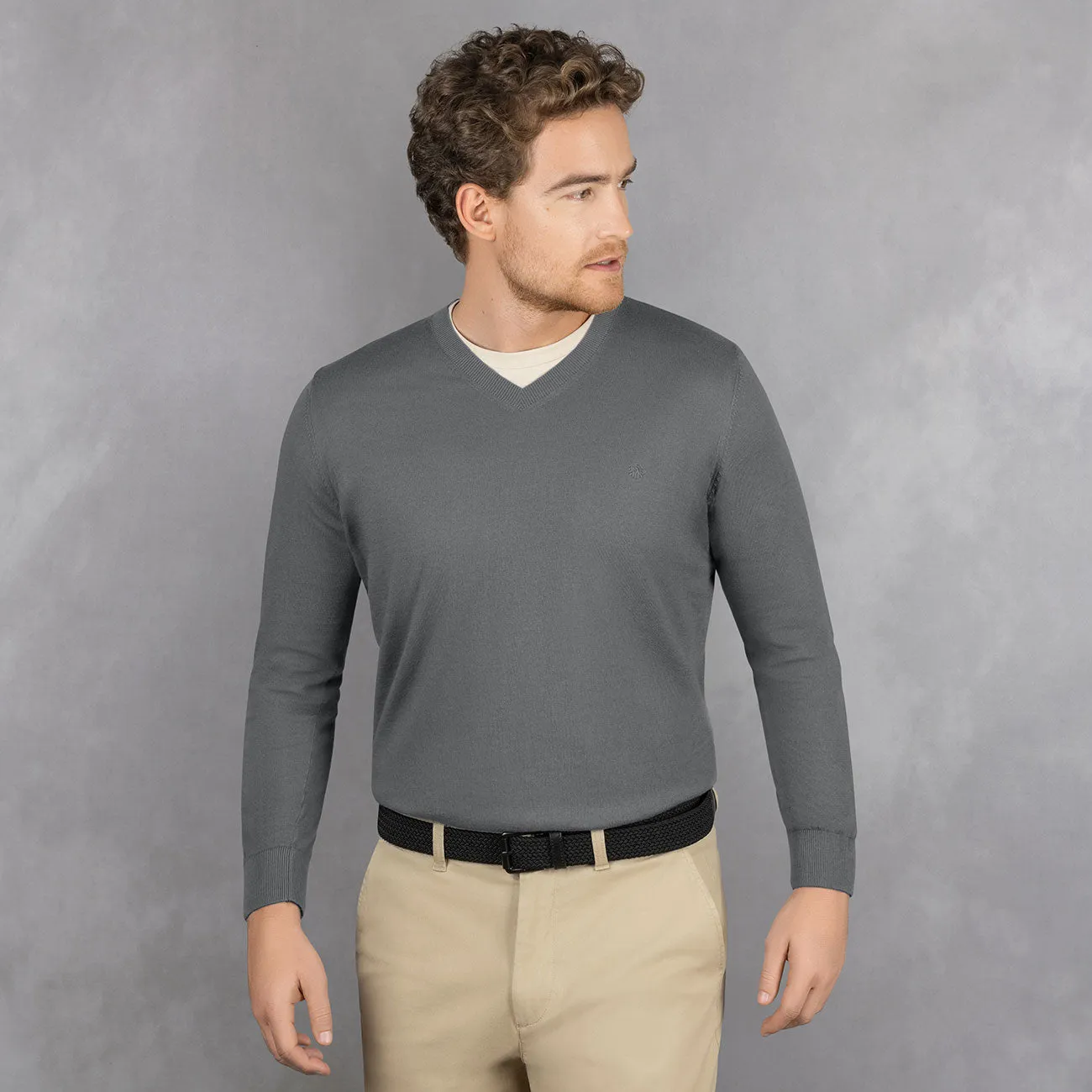 Cotton Pullover V-Neck Men