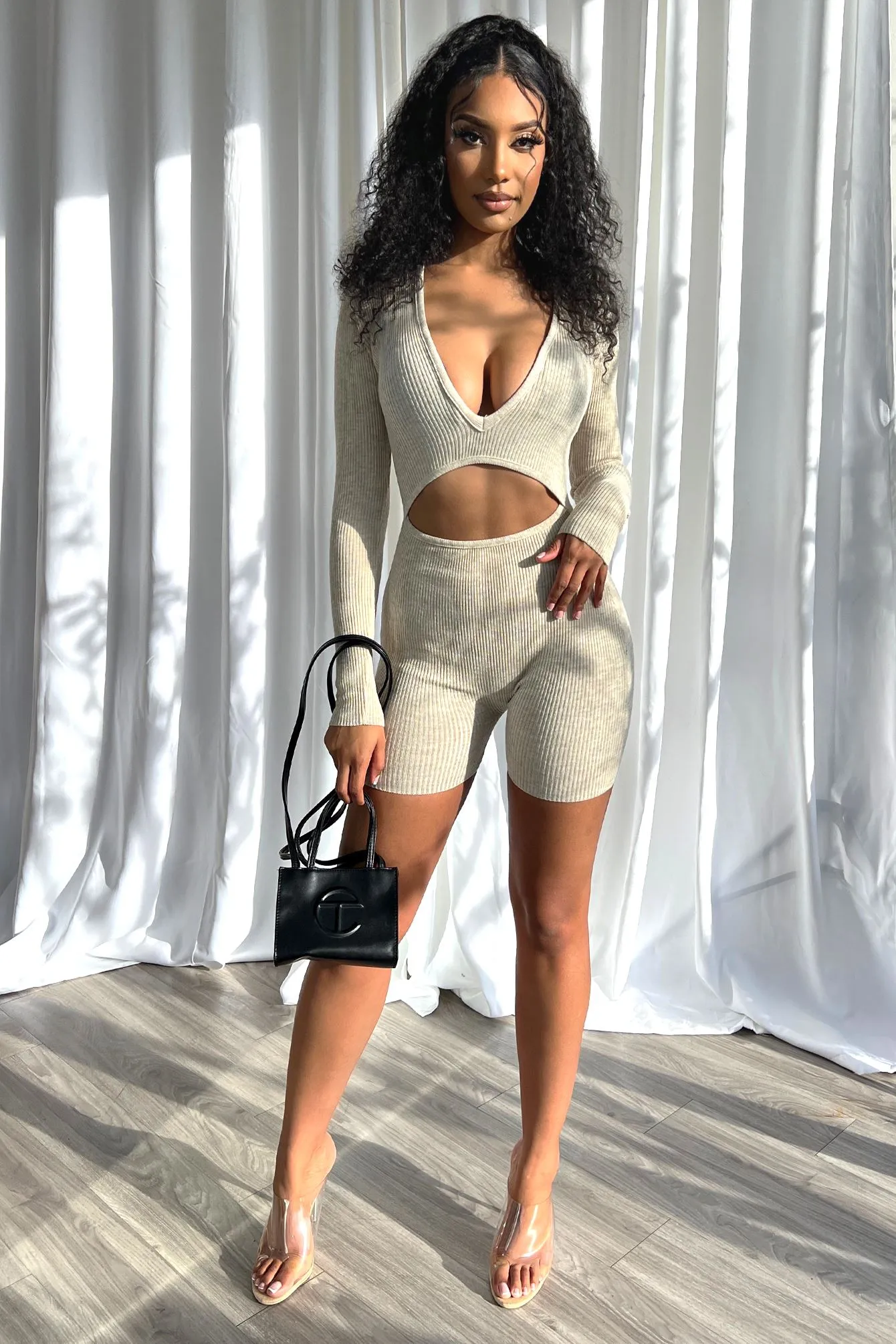 Cut Him Off Cutout Long Sleeve Romper