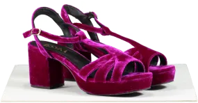 Esska Purple Charlie Velvet Heeled Sandals UK 7 EU 40 👠