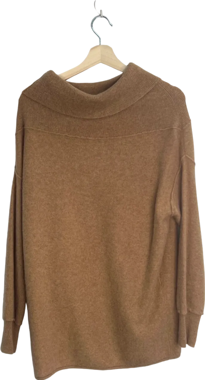 Free People Brown Cowl Neck Sweater XS UK 6