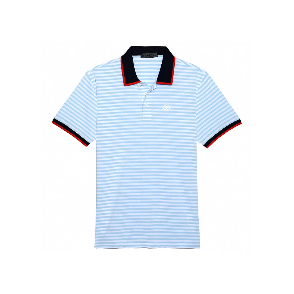 G/FORE STAPLE STRIPE TECH JERSEY POLO SNOW