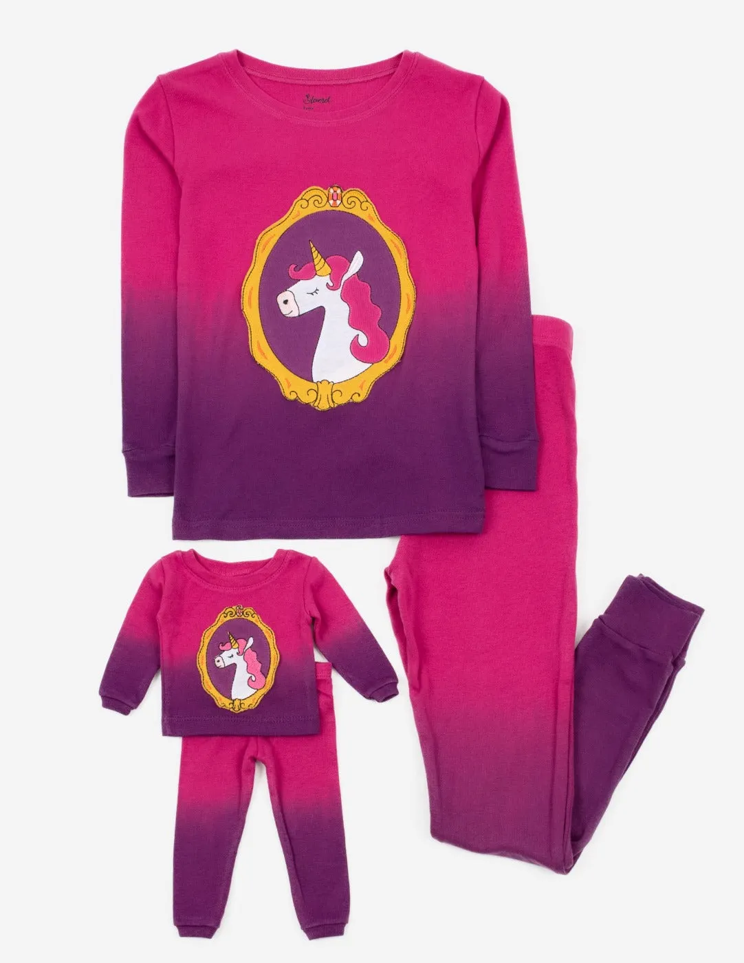 Girl and Doll Matching Ombre Tie Dye Unicorn Pajamas