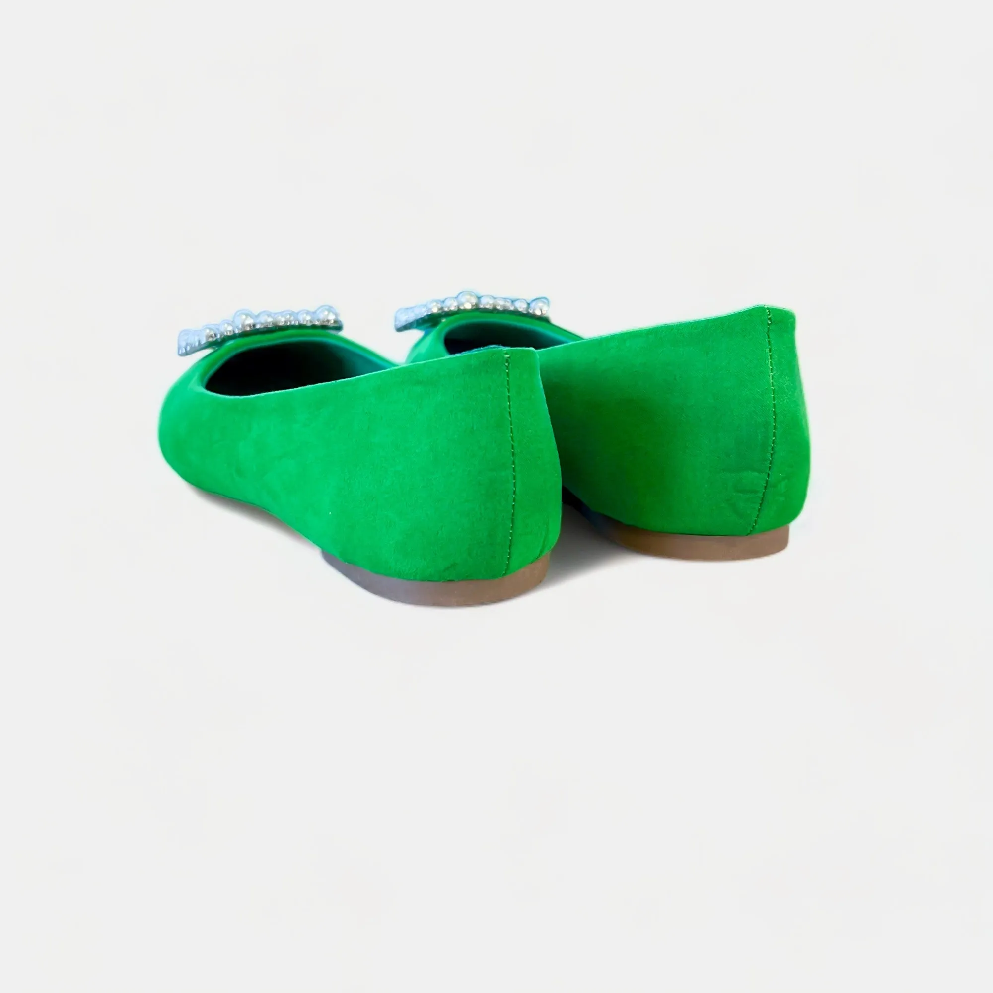 Green Janelle Embellished Flats [NO RETURNS]