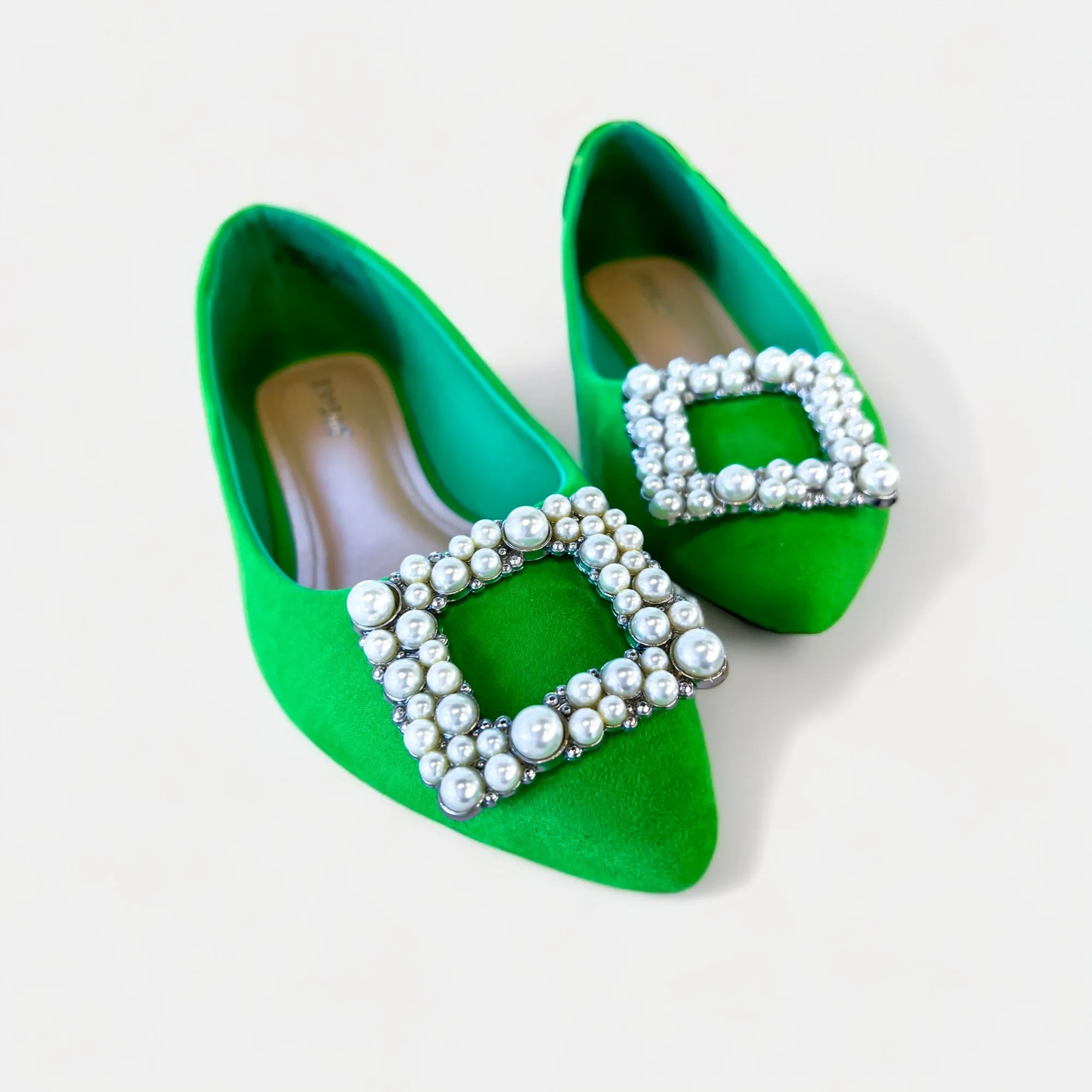 Green Janelle Embellished Flats [NO RETURNS]