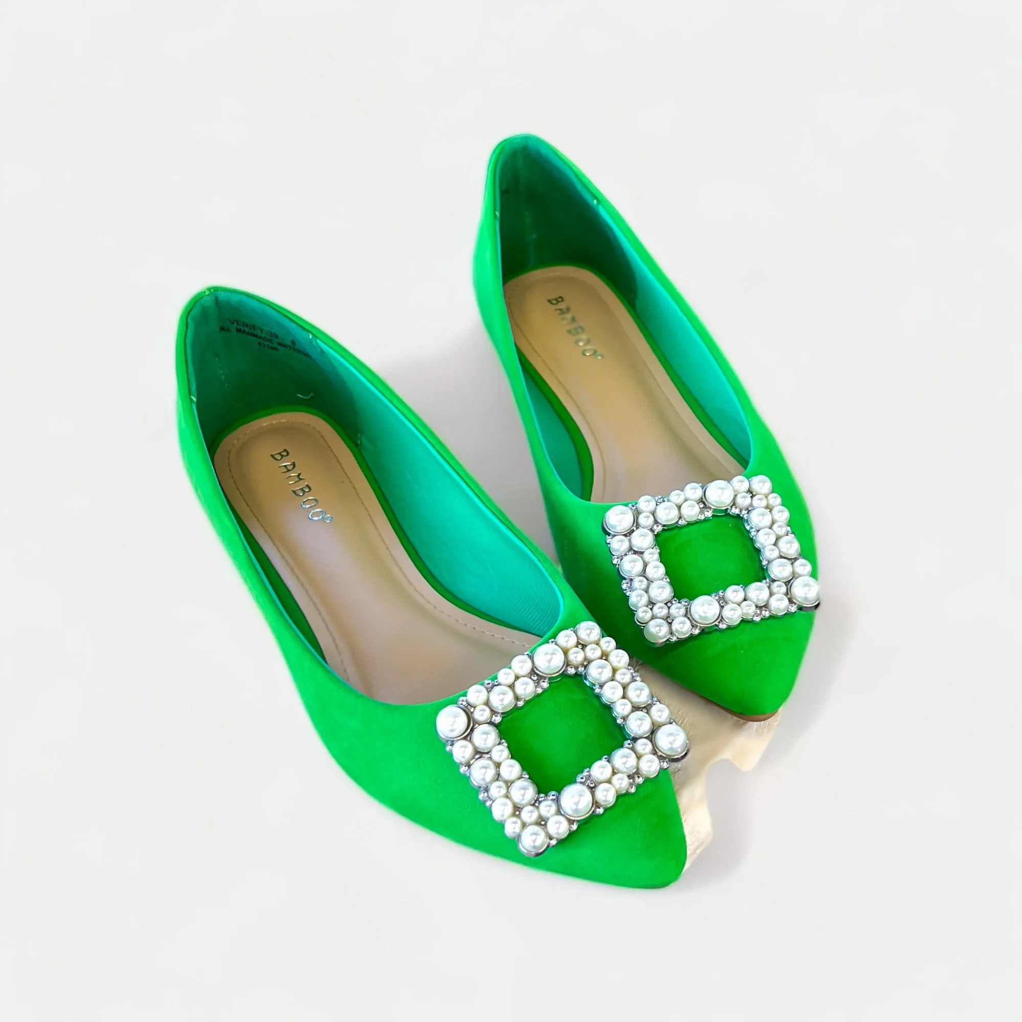 Green Janelle Embellished Flats [NO RETURNS]