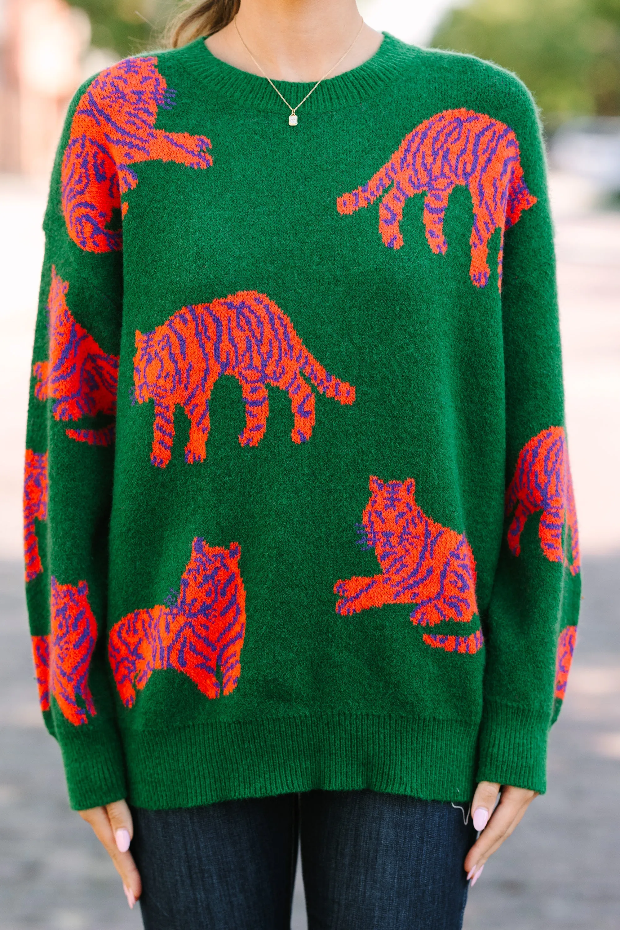 It's All Clear Green Tiger Sweater