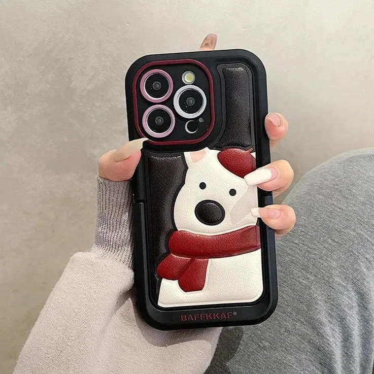 Leather Funny Penguin Puppy - Cute Phone Case ICPC For iPhone 15 Pro Max, 14, 13, 11, 12, or 15 Plus