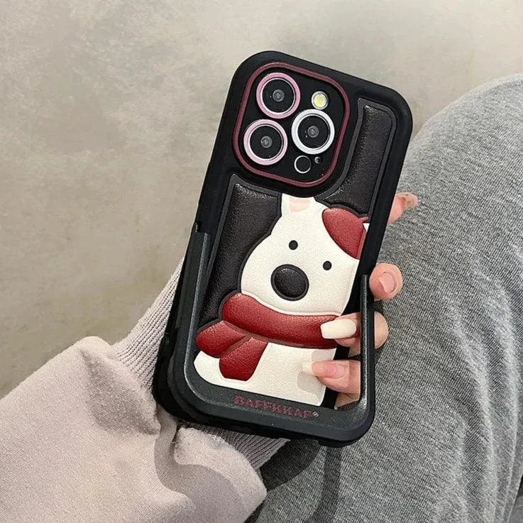 Leather Funny Penguin Puppy - Cute Phone Case ICPC For iPhone 15 Pro Max, 14, 13, 11, 12, or 15 Plus