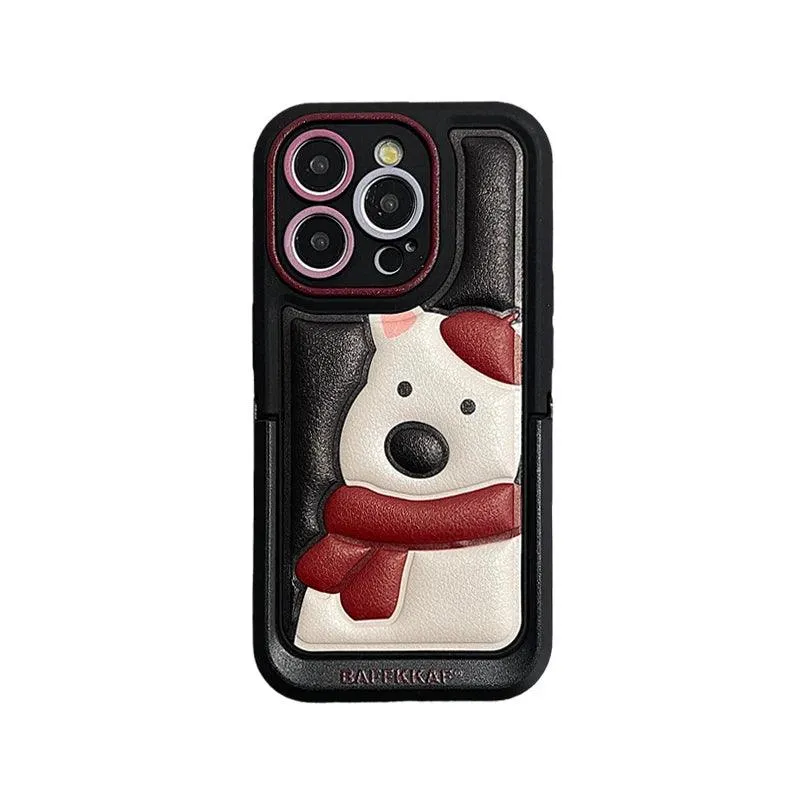 Leather Funny Penguin Puppy - Cute Phone Case ICPC For iPhone 15 Pro Max, 14, 13, 11, 12, or 15 Plus