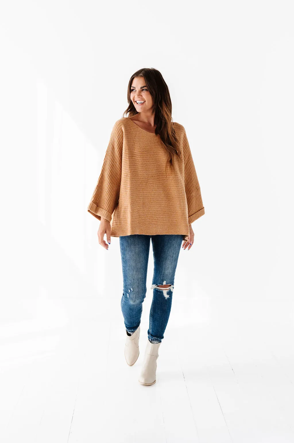 Londyn Drop Shoulder Sweater in Mustard