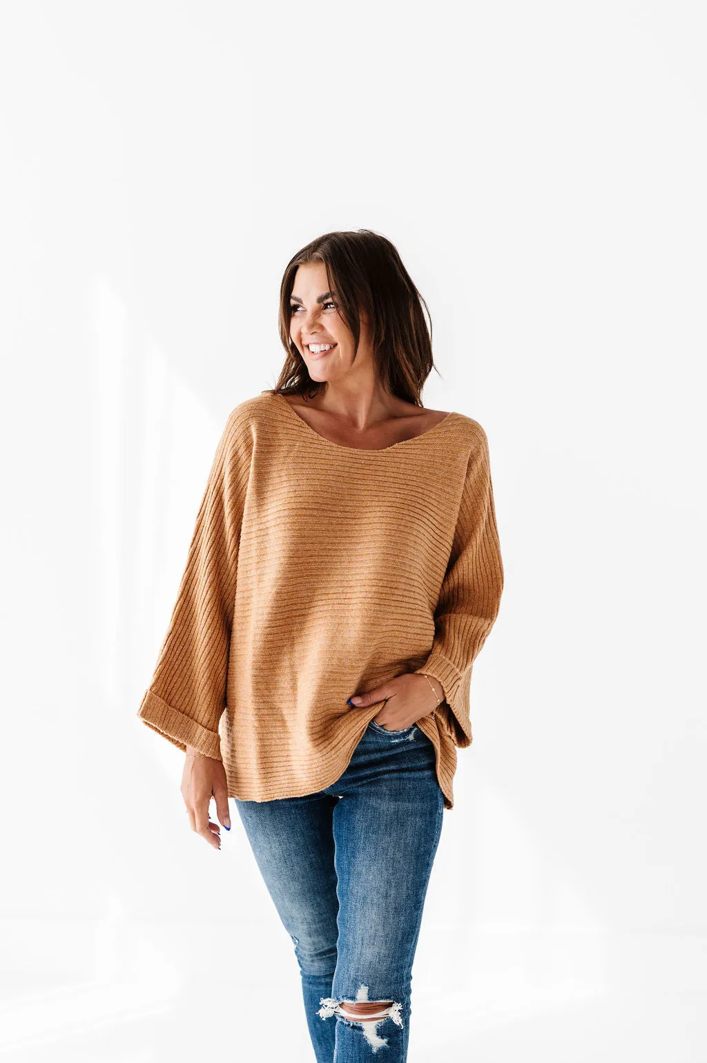 Londyn Drop Shoulder Sweater in Mustard