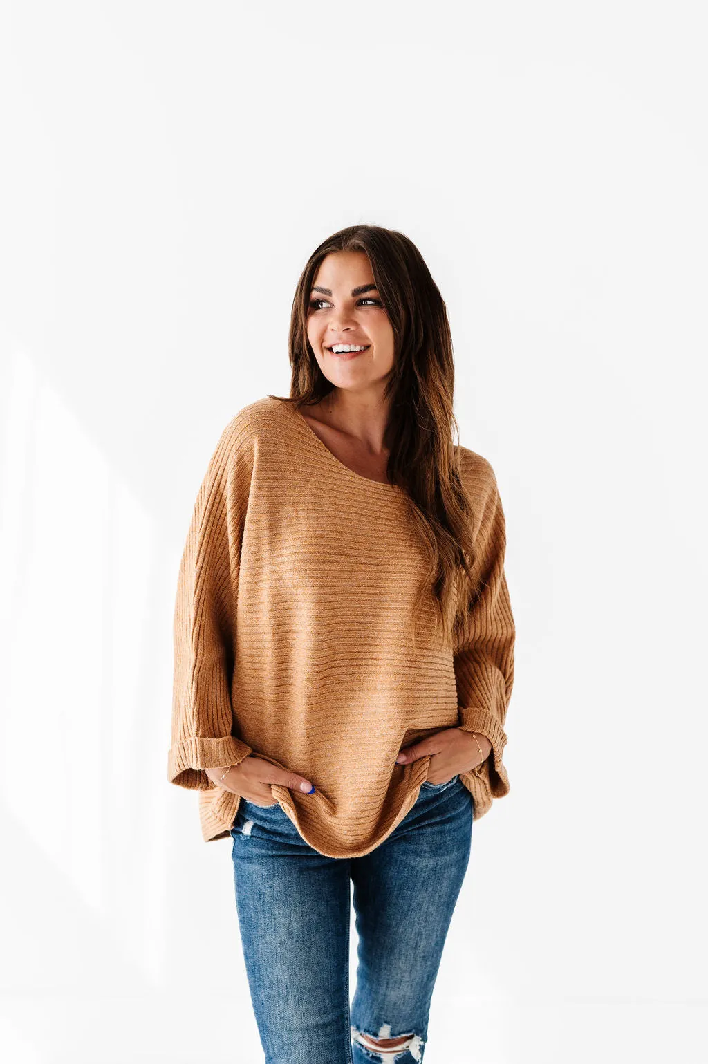 Londyn Drop Shoulder Sweater in Mustard