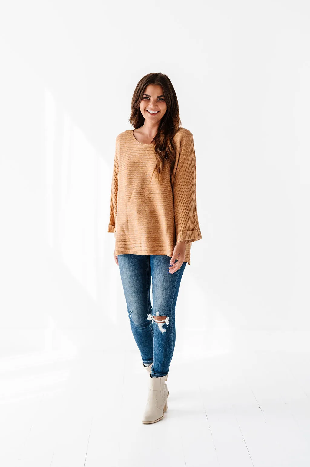 Londyn Drop Shoulder Sweater in Mustard