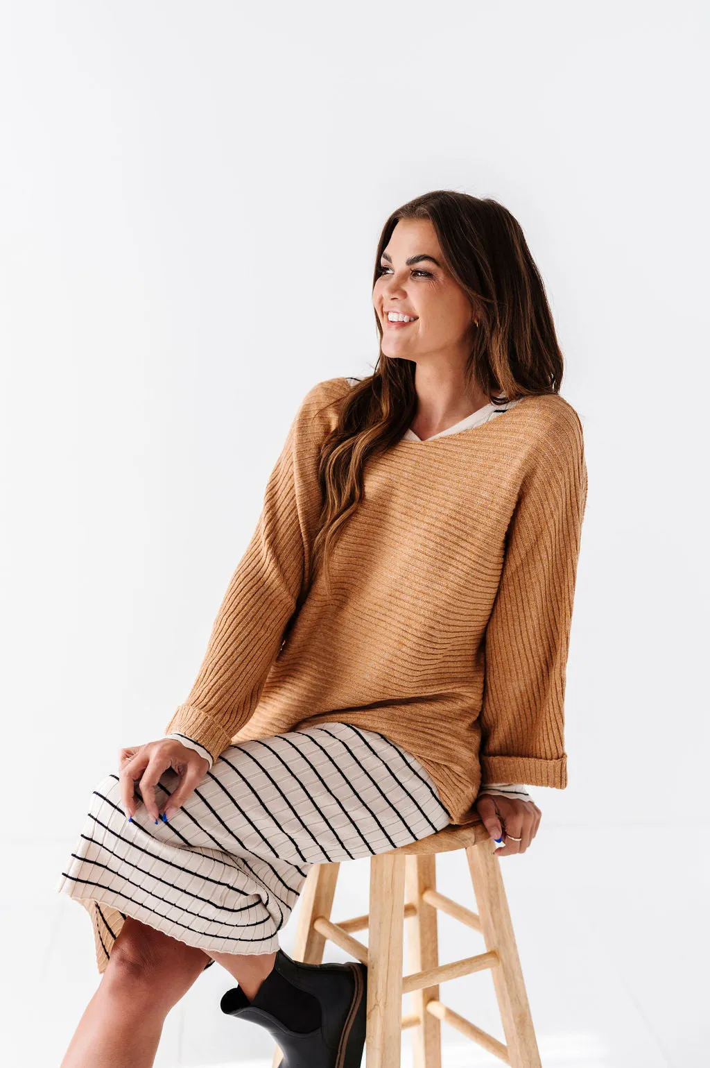 Londyn Drop Shoulder Sweater in Mustard