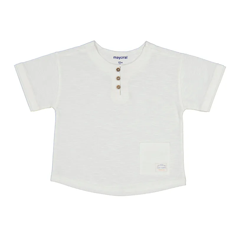 Mayoral Baby White Short Sleeve Linen Shirt_ 1016-81