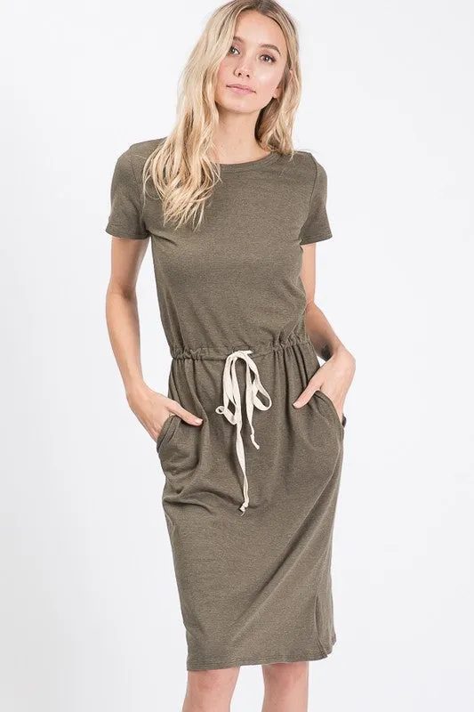 Melody Casual Midi Dress in Olive