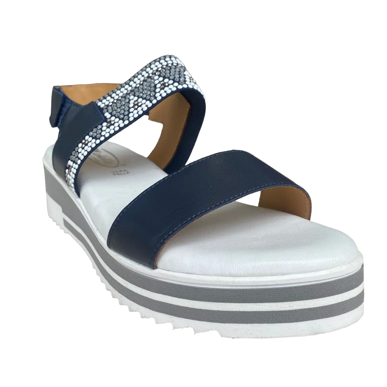 Michelle women's sandal with elastic ankle band and soft footbed velcro OARA1620 blue 