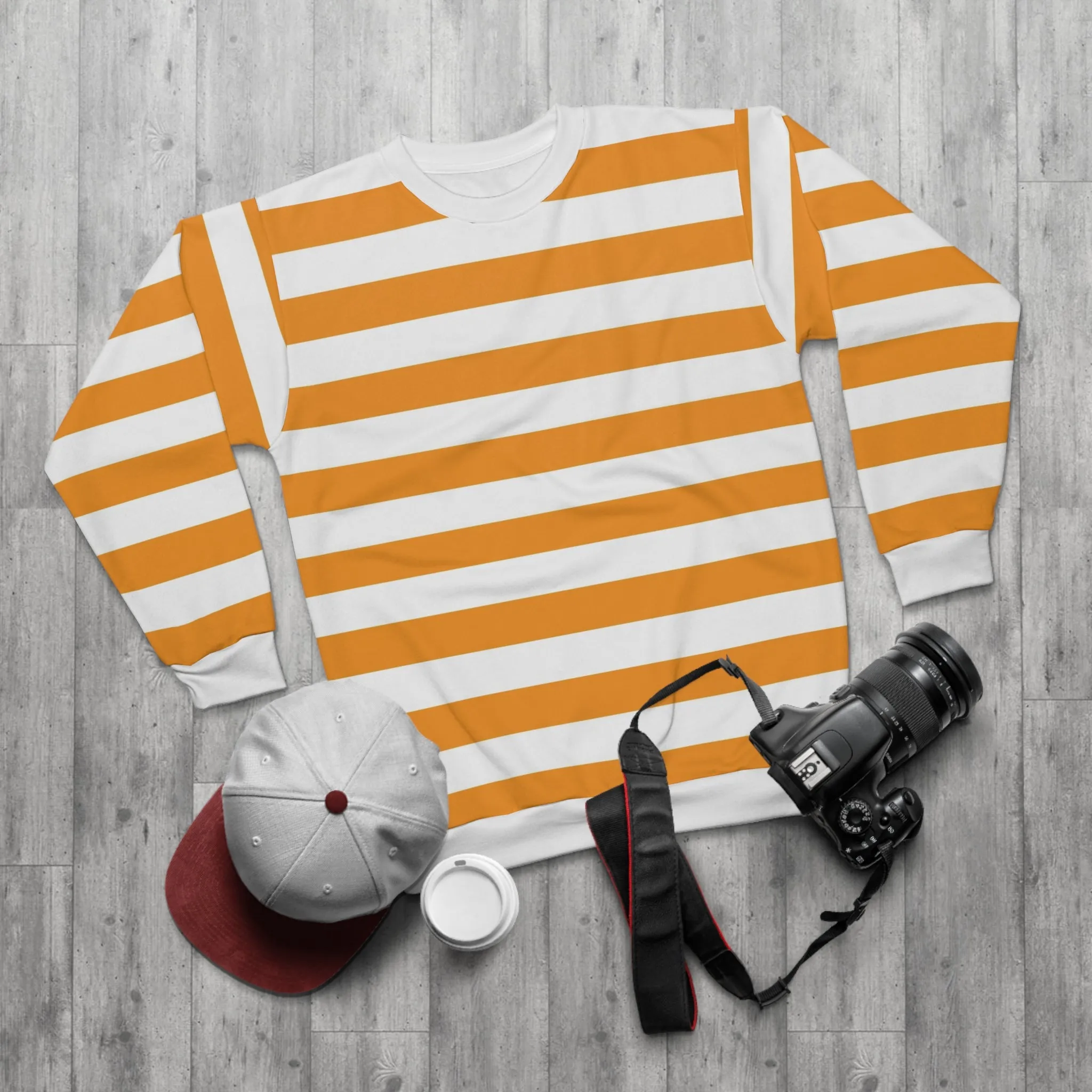 Orange Striped Sweater For Men And Woman