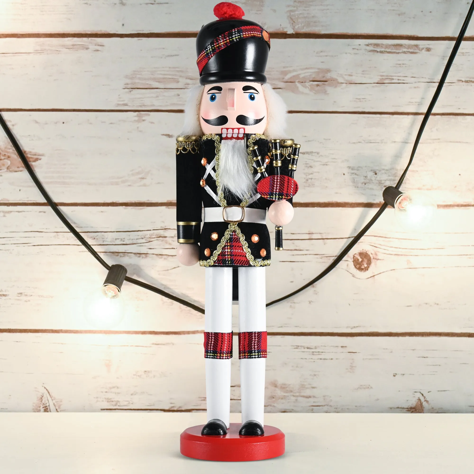 Ornativity Christmas Bagpipe Soldier Nutcracker – Red and Black Wooden Nutcracker Soldier with Bagpipe Xmas Themed Holiday Nut Cracker Doll Figure Decorations