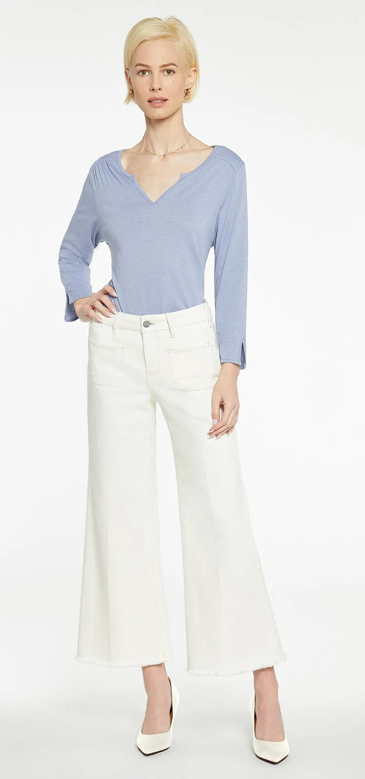 Patchie Wide Leg Ankle Jeans Wit | Carson