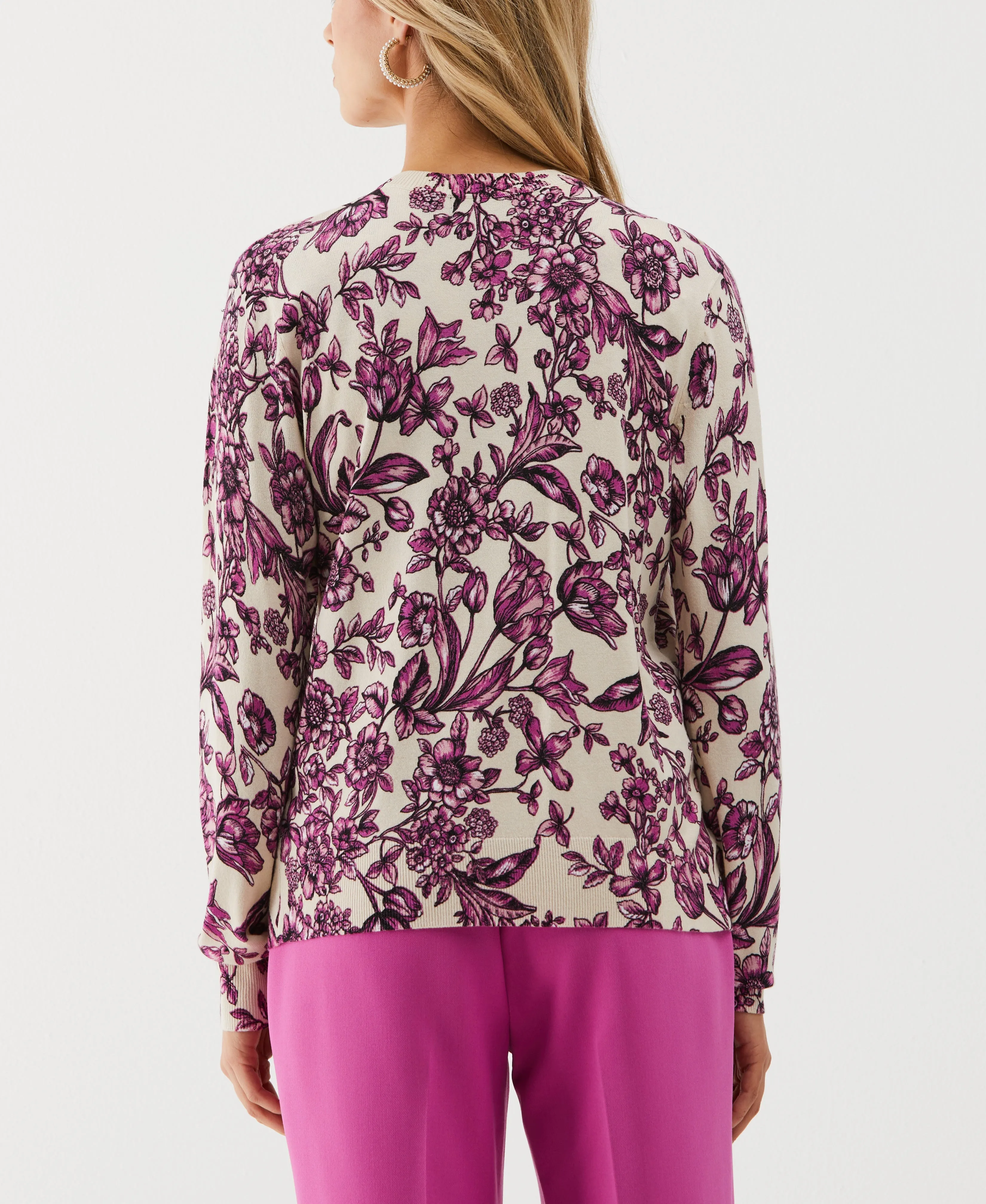 Petite Floral Print Cardigan Sweater