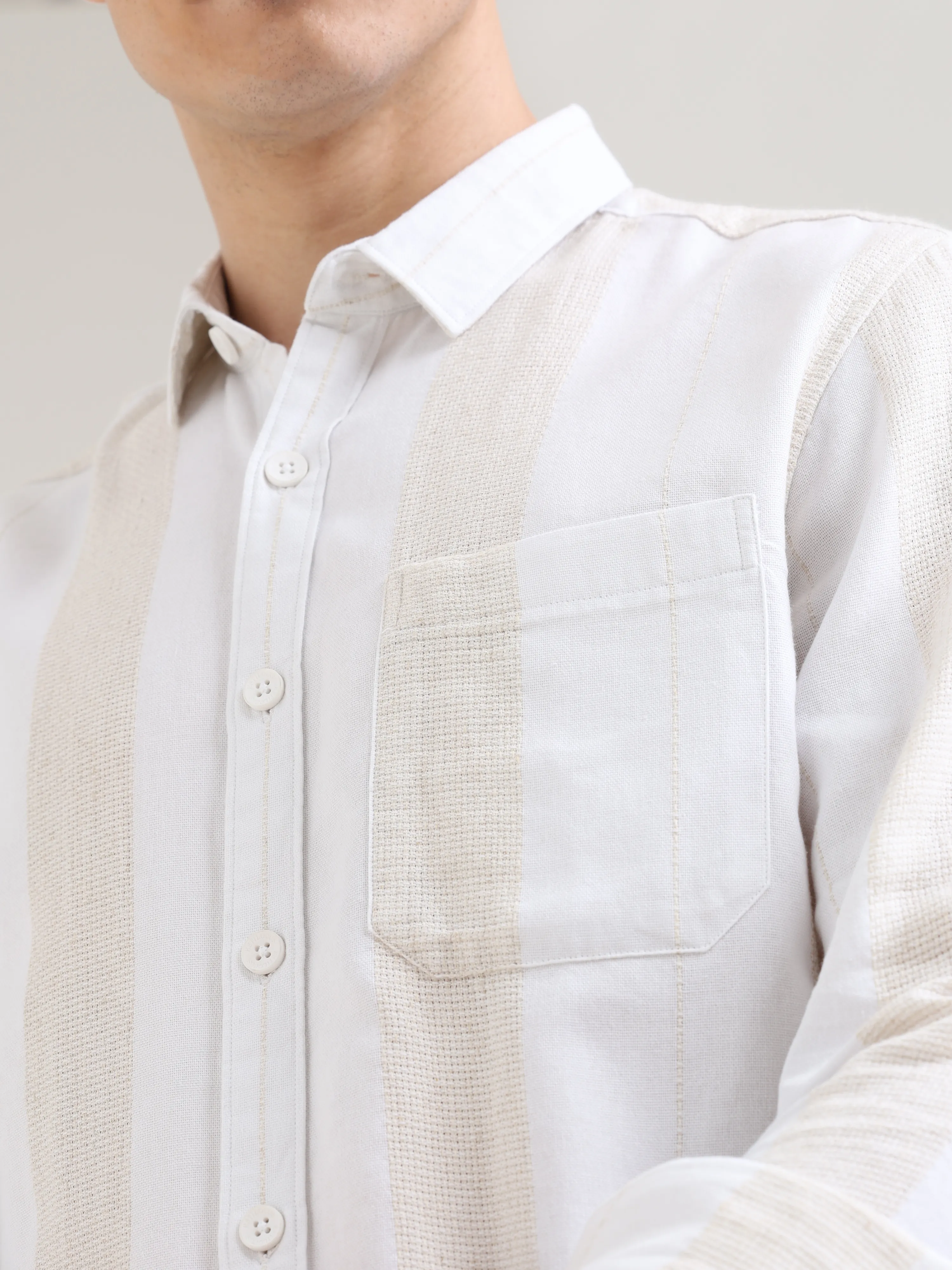 Pure cotton white&cream Casual shirt