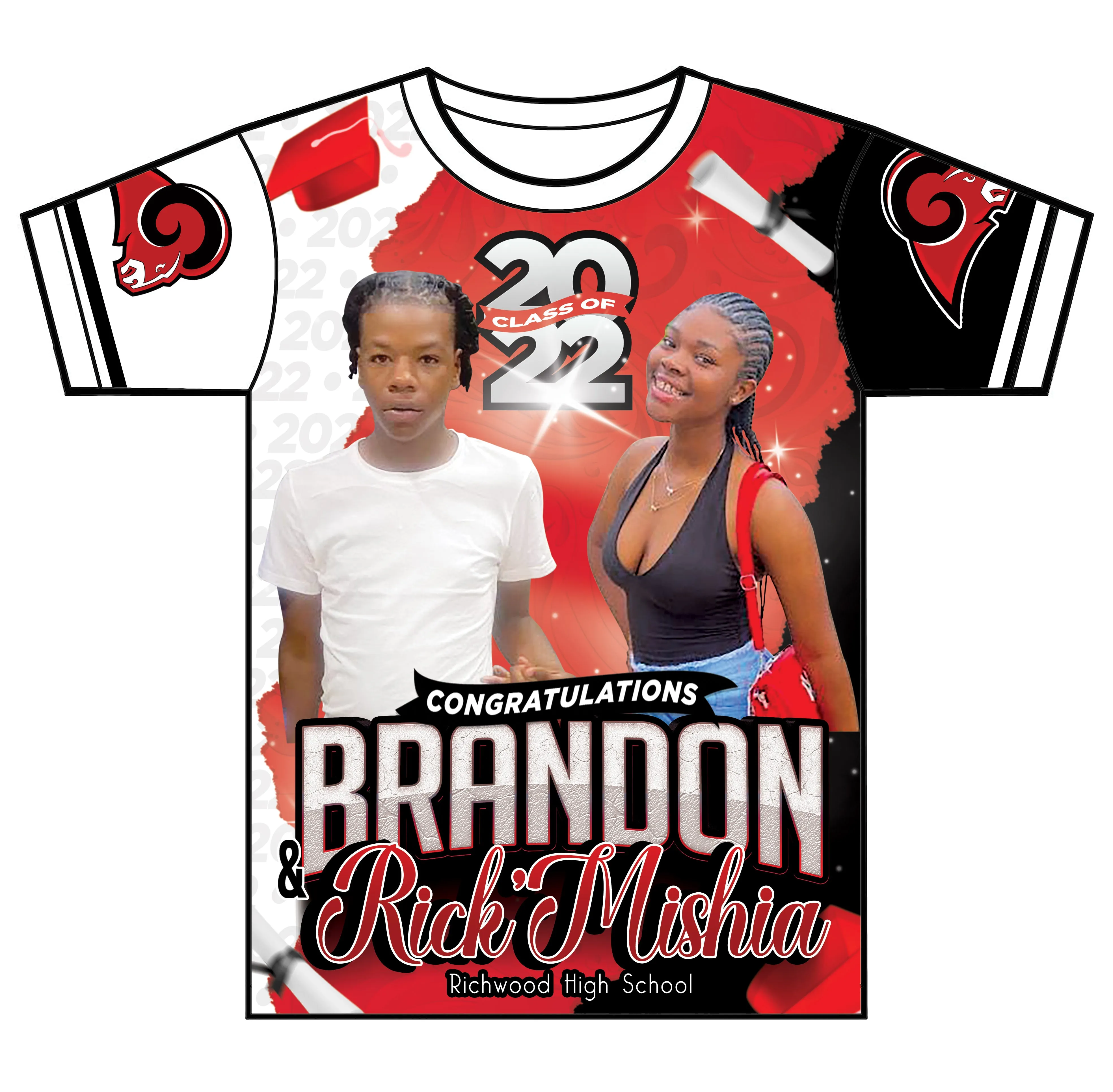 "Rick'Mishia & Brandon" Custom Designed Graduation 3D shirt