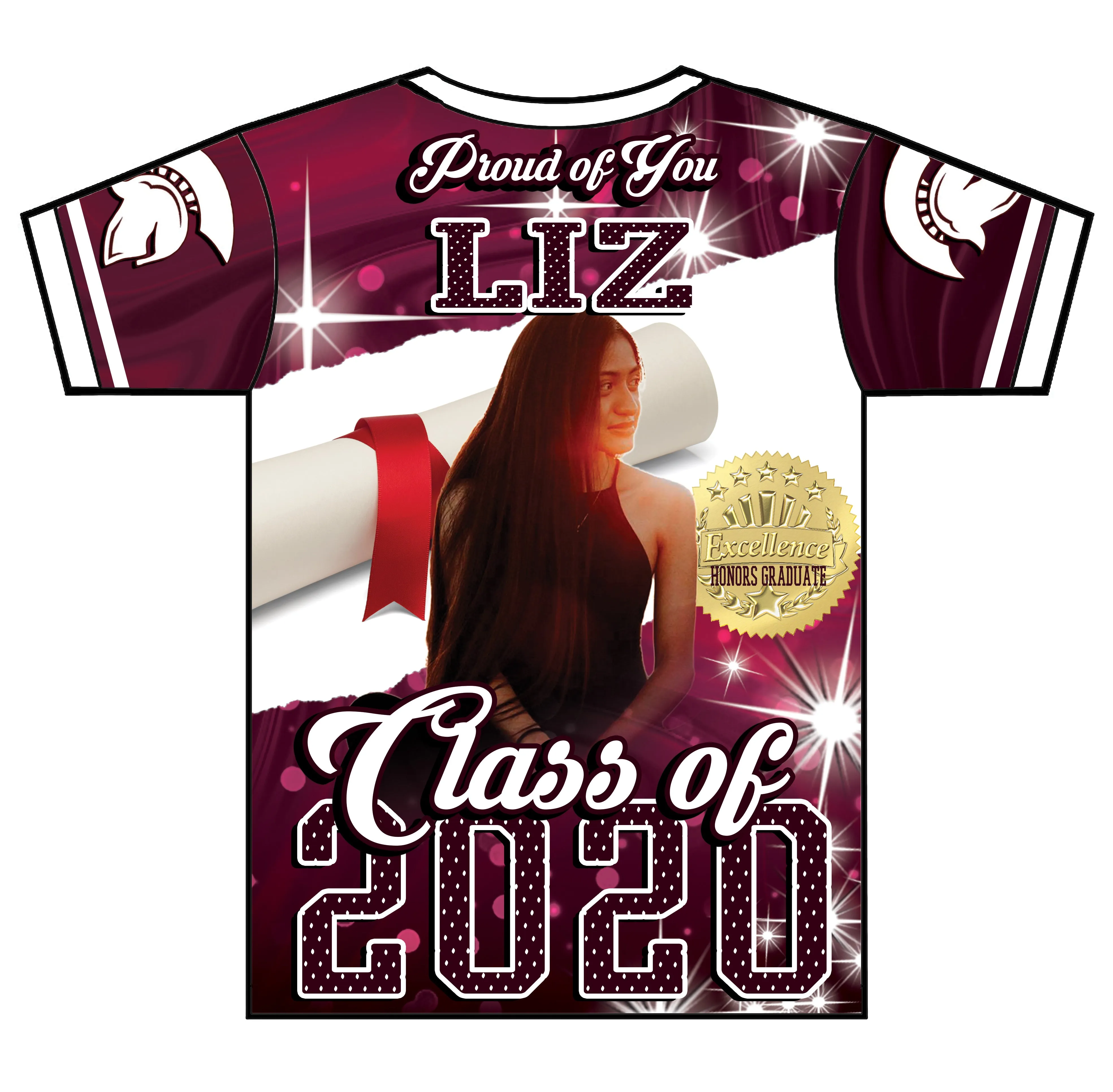 "With Honors" Custom Designed Graduation 3D shirt